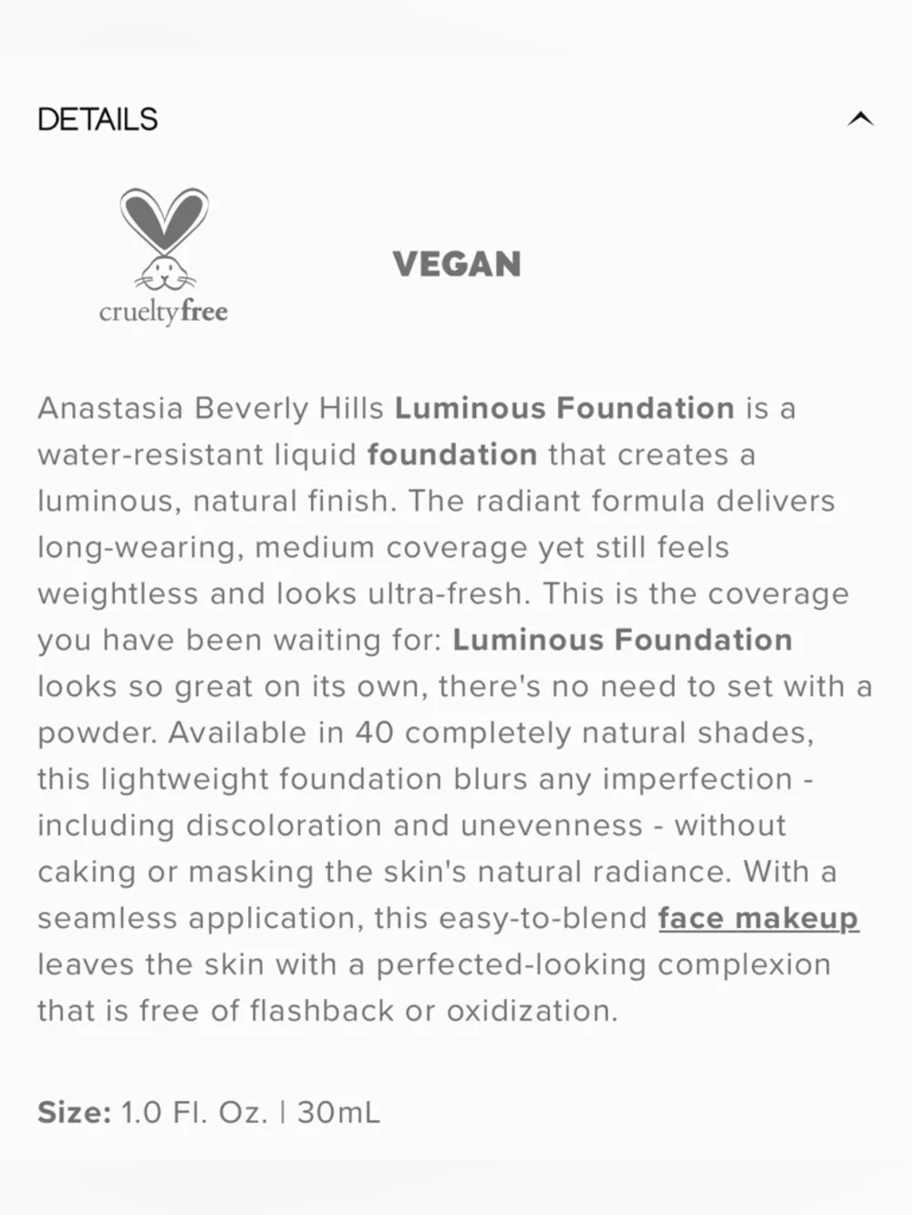 Anastasia Beverly Hills Luminous Foundation - shade 140N. Brand new in packaging